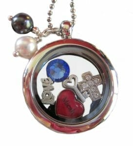 Locket pendant with gems charms name